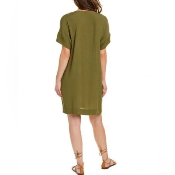MADEWELL Novel V-neck Short Sleeve Mini Shift Dress Desert Olive Green Size XS - Picture 2 of 11